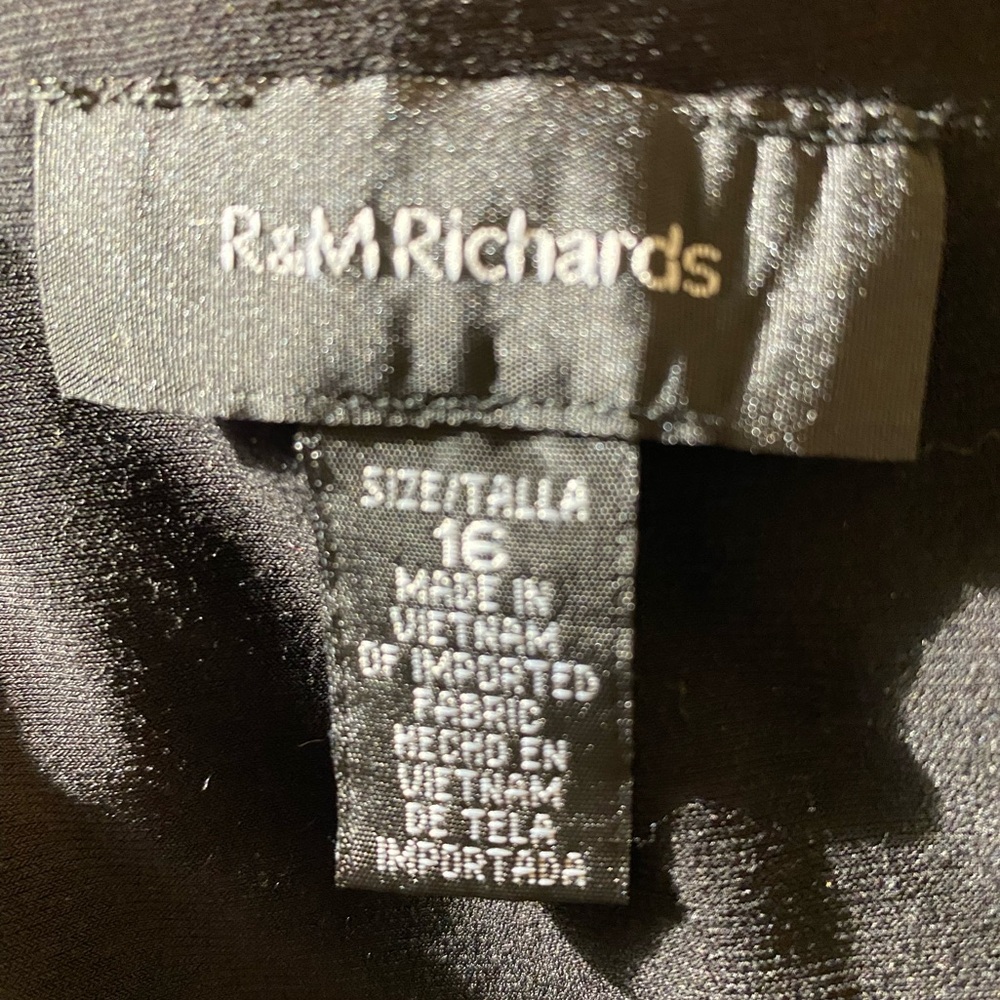 R&M Richards Black Dress with Sheer Flared Sleeves Size 16 - Picture 8 of 9